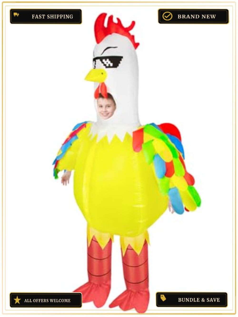 Kids Inflatable Chicken Costume Blow Up Halloween Cosplay Party